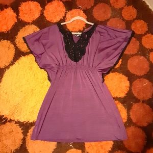 Vintage Y2K Sequin hearts mini dress purple black